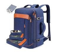 FANDARE Mochila Viaje Cabina Avion Mochila de Mano aprobada por Vuelo Mochila de Viaje Mujeres Hombres Maletas de Cabina Vuelo Portatil Impermeable Equipaje Mochila con 3 Cubos de Embalaje Azul