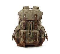 FANDARE Mochila Vintage Unisex para Hombre y Mujer Mochila de Viaje Grande con Compartimento para Portátil de 15.6 Pulgadas Verde Militar A