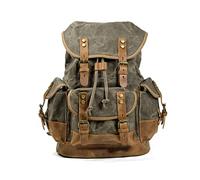 FANDARE Mochila Vintage Unisex para Hombre y Mujer Mochila de Viaje Grande con Compartimento para Portátil de 15.6 Pulgadas Verde Militar B