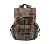 FANDARE Mochilas de Marcha Macutos de Senderismo Lienzo Mochila Vintage de Lona Mochilas de Ciclismo Mochila Trekking al Aire Libre Bolsa de Cuerda para Hombres Mujeres Viaje DaypacksVerde