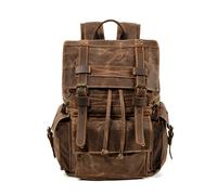 FANDARE Mochilas de Marcha Macutos de Senderismo Lienzo Mochila Vintage de Lona Mochilas de Ciclismo Mochila Trekking al Aire Libre Bolsa de Cuerda para Hombres Mujeres Viaje DaypacksMarrón