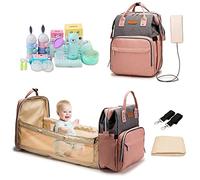 FANDARE Mochilas de Pañales Mochila Cuna Portátil Bolsos cambiadores Biberones Bolso del Bebé Mamá Cambio Bebé con Bolsillo Térmico Mochilas Portátil Cambiador Bolsa de Viaje con Puerto de Carga USB