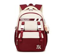 FANDARE Mochilas Escolares Instituto Adolescentes Color-Blocking Casual Rojo