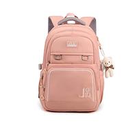 FANDARE Mochilas Escolares Juveniles Mochilas Escolares Mochilas Infantiles Mochilas Tipo Casual para Niños Niñas Viaje Estudiante Universitario Daypacks con Colgante de Felpa Rosado