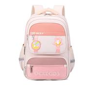 FANDARE Mochilas Escolares Mochilas Infantiles Niño Niña Ergonomía Color Stitch Mochila Escolar con Tiras Reflectantes Adolescentes Mochila Instituto Mochilas Casual Children Backpack Blanco Rosa