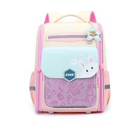 FANDARE Mochilas Escolares Mochilas Infantiles Niño Niña Ergonomía Mochila con Tiras Reflectantes Adolescentes Mochila Instituto Mochilas Tipo Casual Children Backpack with Rabbit Pattern Rosa