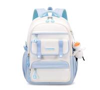 FANDARE Mochilas Escolares Mujer Mochilas Color-Blocking Mochila Adolescentes Mochila Colegio Mochila Instituto Mochila Universidad Mochila Casual Mujer Mochilas Instituto con Lindo Colgante Azul