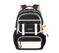 FANDARE Mochilas Escolares Mujer Mochilas Color-Blocking Mochila Adolescentes Mochila Colegio Mochila Instituto Mochila Universidad Mochila Casual Mujer Mochilas Instituto con Lindo Colgante Negro