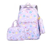 FANDARE Mochilas Infantiles Escolar Juveniles niña niño Mochila Escolar con Bolsas Porta Alimentos Estuche Mochila de Colegio Adolescentes Secundaria Instituto Backpack para 1.º a 6.º Grado Morado