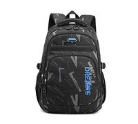 FANDARE Mochilas Infantiles Escolares Juveniles niño Mochila Escolar con Correa de Hombro Ajustar Colegio Adolescentes Primaria Secundaria Instituto Casual Backpack para 3.º a 9.º Grado Azul Negro