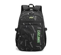 FANDARE Mochilas Infantiles Escolares Juveniles niño Mochila Escolar con Correa de Hombro Ajustar Colegio Adolescentes Primaria Secundaria Instituto Casual Backpack para 3.º a 9.º Grado Verde Negro