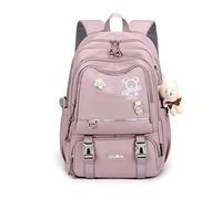FANDARE Mochilas Infantiles Escolares, Mochilas Juveniles Tipo Casual para Estudiantes Adolescentes y Niños, Daypacks de Viaje con Colgante de Felpa Impermeable Violeta