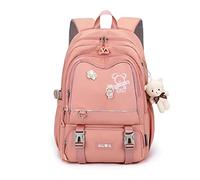 FANDARE Mochilas Infantiles Mochilas Escolares Juveniles Mochilas escolares Mochilas Tipo Casual para Estudiantes Adolescentes Niños Niñas Viaje Daypacks con colgante de felpa Impermeable Nylon Rosado
