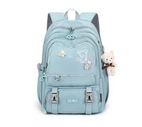 FANDARE Mochilas Infantiles Mochilas Escolares Juveniles Mochilas Tipo Casual para Estudiantes Adolescentes Niños Niñas Viaje Daypacks con Colgante de Felpa Impermeable Nylon Azul, L