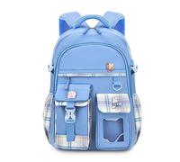 FANDARE Mochilas Infantiles Ultraligero Mochilas Escolares Mochilas Infantil Mochilas Tipo Casual Niñas Mochilas Escolares para Estudiante Viaje con Colgante de Felpa & Linda Insignia Cielo Azul