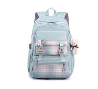 FANDARE Mochilas Mochilas Escolares Mochilas Escolares Mochilas Tipo Casual para Hombre Mujer Estudiantes Adolescentes Viaje Daypacks con Colgante de Felpa & Linda Insignia Impermeable Nylon Azul