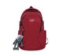 FANDARE Mochilas Tipo Casual Universidad Mochilas Ultraligero Mochilas Escolares Bolsos Mochila para Mujer Hombre Mochilas Escolares para Estudiante Viaje con Colgante de Felpa Rojo