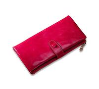 FANDARE Moda Billetera con RFID Carteras para Mujer Monederos Hombre Bolso de Mano Billetera de Cuero Plegable Monedero Cartera Tarjeta de Crédito para Fiesta, Viaje, Compras Rosa Roja