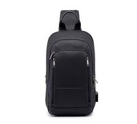FANDARE Moda Bolsa de Pecho Bolsos Cruzados Hombre Bolsa Deportiva de Hombro Bandoleras Cruzada con USB Bolsa de Mochila Sling Bag para Negocio Ciclismo Viaje Impermeable Poliéster Negro A