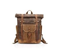 FANDARE Moda Bolsa Escolar Viaje Mochila Hombre 15.6 Pulgadas Portátil Daypack Outdoor Camping Gran Capacidad Rucksack Lona, marrón, Large, Mochila de Ocio