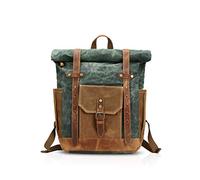 FANDARE Moda Bolsa Escolar Viaje Mochila Hombre 15.6 Pulgadas Portátil Daypack Outdoor Camping Gran Capacidad Rucksack Lona, Verde, Large, Mochila de Ocio