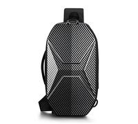 FANDARE Moda Bolso Pecho Hombre Bolsos Cruzados con USB Bandoleras Cruzada Sling Crossbody Bag Mochilas para Viaje Deportes Ciclismo Montañismo Impermeable EVA Negro B