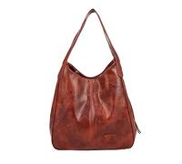 FANDARE Moda Bolsos Totes para Mujer Impermeable Shoppers y Bolsos de Hombro Bolso Bandolera PU Cuero Bolsos de Cubo para Viajes Compras Trabajo Citas Marrón A