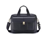 FANDARE Moda Cartera de Hombro para Hombre Profesional Maletín de Cuero con Cerradura Segura, Bolsa de Ordenador 14 Pulgadas con Correa Desmontable,Bolso de Negocios Tote Mensajero Mano Negro