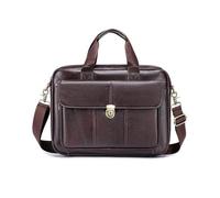 FANDARE Moda Cartera de Hombro para Hombre Profesional Maletín de Cuero con Cerradura Segura, Bolsa de Ordenador 14 Pulgadas con Correa Desmontable,Bolso de Negocios Tote Mensajero Mano Marrón