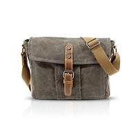 FANDARE Moda Envelope Crossbody Bag Computadora Polyester de 7.9 Pulgadas Comercio Estudiantes Viaje Hombres Multifuncional Shoulder Bag Transpirable Lienzo Gris Verde