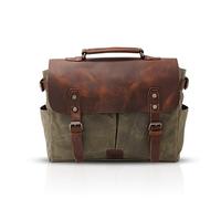 FANDARE Moda Maletín Crossbody Bag Computadora Portátil de 14 Pulgadas Comercio Estudiantes Viaje Hombres Multifuncional Shoulder Bag Transpirable Lienzo Verde