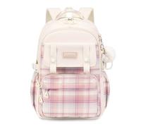FANDARE Moda Mochilas Escolares Mochilas Infantiles Color-Blocking Mochila Adolescentes Mochila Colegio Mochila Instituto Universidad Mochila Hombre Casual Mujer Mochilas Instituto Blanco Beige