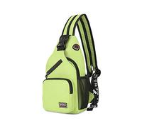 FANDARE Mujer Bolsa de Pecho Mochila Pequeña con Orificio para Auriculares Bolsos Cruzados Niña Bandoleras Cruzada Deporte Viaje Ciclismo Intemperie Sling Bag Poliéster Duradero Verde Claro A