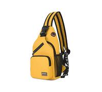 FANDARE Mujer Bolsa de Pecho Mochila Pequeña con Orificio para Auriculares Bolsos Cruzados Niña Bandoleras Cruzada Deporte Viaje Ciclismo Intemperie Sling Bag Poliéster Duradero Amarillo