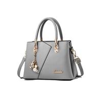 FANDARE Mujer Bolso Bandolera Multibolsillos Shoppers y Bolsos de Hombro PU Cuero Bolso Cruzados Impermeable Bolsa de Mano Forma V Bolso para Viajes Compras Trabajo Citas Gris