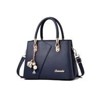 FANDARE Mujer Bolso Bandolera Multibolsillos Shoppers y Bolsos de Hombro PU Cuero Bolso Cruzados Impermeable Bolsa de Mano Forma V Bolso para Viajes Compras Trabajo Citas Azul