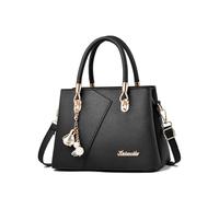 FANDARE Mujer Bolso Bandolera Multibolsillos Shoppers y Bolsos de Hombro PU Cuero Bolso Cruzados Impermeable Bolsa de Mano Forma V Bolso para Viajes Compras Trabajo Citas Negro