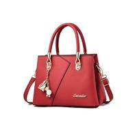 FANDARE Mujer Bolso Bandolera Multibolsillos Shoppers y Bolsos de Hombro PU Cuero Bolso Cruzados Impermeable Bolsa de Mano Forma V Bolso para Viajes Compras Trabajo Citas Rojo