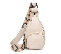 FANDARE Mujer Bolsos Cruzados Bolsa de Pecho Bolsos Bandolera Elegante Bolso de teléfono Cuero de PU Bolso Movil Bolso de Hombro Monederos Bolso Pequeño Bandolera Crossbody Bolsa de Honda Beis Blanco