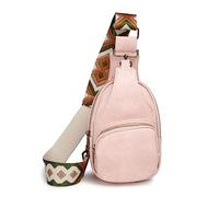 FANDARE Mujer Bolsos Cruzados Bolsa de Pecho Bolsos Bandolera Elegante Bolso de teléfono Cuero de PU Bolso Movil Bolso de Hombro Monederos Bolso Pequeño Bandolera Crossbody Bolsa de Honda Rosa