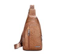 FANDARE Mujer Bolsos Cruzados Bolso de Pecho Bandolera Cruzada Funcional de Cuero de PU Mochila Diaria Bolsa de Mensajero Pecho para Hombres para Viajes y Actividades Sling Bag Nuevo Amarillo-Marrón