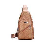 FANDARE Mujer Bolsos cruzados Bolso de pecho Bandolera cruzada funcional de cuero de PU Mochila diaria bolsa de mensajero pecho para hombres para viajes y actividades Sling Bag Amarillo-Marrón