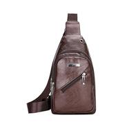 FANDARE Mujer Bolsos cruzados Bolso de pecho Bandolera cruzada funcional de cuero de PU Mochila diaria bolsa de mensajero pecho para hombres para viajes y actividades Sling Bag Marrón