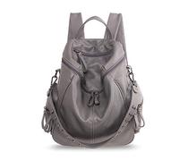FANDARE Mujer Mochila Moda Bolso de Hombro Impermeable Bolsa Bandolera Niña Bolso Escolar Backpack para Universidad Trabajo Compras Cita Fiesta Mochila PU Gris
