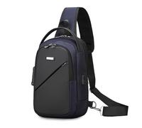 FANDARE Negocio Bolsos Cruzados Hombres Bolso de Hombro Bolsa Bandolera Mensajero Bag Chico Trabajo Bolsas de Pecho asimétrico Sling Crossbody Pack Impermeable Poliéster Azul