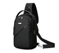 FANDARE Negocio Bolsos Cruzados Hombres Bolso de Hombro Bolsa Bandolera Mensajero Bag Chico Trabajo Bolsas de Pecho asimétrico Sling Crossbody Pack Impermeable Poliéster Negro