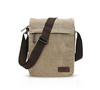 FANDARE New Crossbody Bag Hombres Comercio Estudiantes Viaje Shoulder Bag Multi-Bolsillo Gran Capacidad Transpirable Lienzo Caqui A