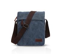 FANDARE New Crossbody Bag Hombres Comercio Estudiantes Viaje Shoulder Bag Multi-Bolsillo Gran Capacidad Transpirable Lienzo Azul A