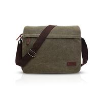 FANDARE New Crossbody Bag Hombres Computadora Portátil de 9.7 Pulgadas Comercio Viaje Multi-Bolsillo Shoulder Bag Gran Capacidad Transpirable Lienzo Verde B