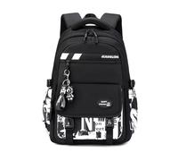 FANDARE Niño Mochilas Infantiles con Colgante Mochila Escolar para Niños y Niñas Mochilas Tipo Casual Bolsas Escolares Estudiante Universitario Marcha Mujeres Hombre Bolsos Mochila Negro Blanco